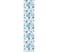 Ambiance Sticker Papier Peint Intissé Pré-encollé Rouleau Wallpaper Bohème Ethnique Cercles Bleus Adhésif Décorative - 1 Roulle de H300 x L60 cm
