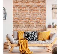 Ambiance Sticker Papier Peint Intissé Pré-encollé Rouleau Wallpaper Briques Oranges Adhésif Décorative - 1 Roulle de H300 x L60 cm