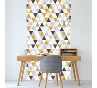 Ambiance Sticker Papier Peint Intissé Pré-encollé Rouleau Wallpaper Motif Géométrique Scandinave Triangles Adhésif Décorative - 1 Roulle de H300 x L60 cm