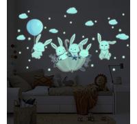 Autocollants lumineux – Lapins dans le ciel – Autocollants fluorescents pour murs et plafonds pour enfants – 95 x 60 cm