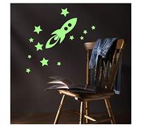 Ambiance Sticker roquette et étoiles phosphorescents - 55 x 10 cm