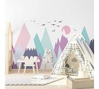 Autocollants avec des motifs de montagnes scandinaves pour enfants de Clarinka, 100 x 150 cm