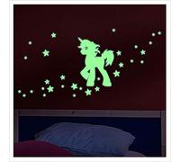 Ambiance Sticker Stickers Phosphorescent - Licorne et étoile - Bleu - 20 x 20cm