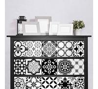 Ambiance Stickers Adhésif Meuble - Carreaux de Ciment Sticker Autocollant Carrelage Décoration pour Tables Armoires Commodes Étagères | Meuble Pepitano | 24 Sticker Tiles de 10x10 cm