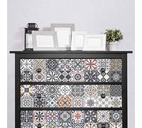 Ambiance Stickers Adhésif Meuble - Carreaux de Ciment Sticker Autocollant Carrelage Décoration pour Tables Armoires Commodes Étagères | Meuble Frendie | 60 Sticker Tiles de 10x10 cm