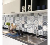 Stickers Carrelage Adhésif 20x20 cm - Sticker Autocollant Carreaux de Ciment - Décoration Murale Stickers Carrelage pour Salle de Bain et Cuisine - Carreaux de Ciment adhésif Mural - 60 pièces