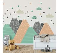 Ambiance Stickers Muraux Enfants Décoration Chambre Bébé - Autocollant Sticker Mural Adhesif Géant Montagnes Scandinaves Darinka - H120 x L180 cm