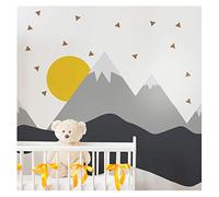 Ambiance Stickers Muraux Enfants Décoration Chambre Bébé - Autocollant Sticker Mural Adhesif Géant Montagnes Scandinaves Nordika - H120 x L180 cm
