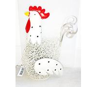 Ambiance Sud - Décoration Poule 1 en Fonte Blanche 28cm