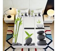 Ambiance Zen Bamboo Bed Sheet en Microfiber Facile à Retirer 3D Printed Protection Matelas pour Chambre d’hôte décorative 160x200x25cm
