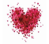 Ambiente - 20 SERVIETTES PAPIER COEURS EN COEUR ROUGE 33CM