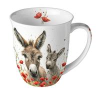 Ambiente Lilly & Lou Tasse en porcelaine avec motif âne et coquelicots 400 ml Diamètre 10 cm