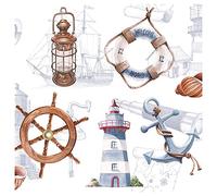 Ambiente Lot de 20 Serviettes de Table 33 x 33 cm Motif : Welcome Aboard - Ancre Phare gouvernail Maritime
