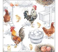 Ambiente Lot de 20 Serviettes en Papier 3 Plis Motif Ferme de Poulet