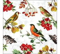 Ambiente Lot de 20 serviettes en papier avec motif oiseaux sur branches avec bords Convient également pour le découpage et la technique des serviettes 33 x 33 cm