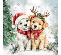Ambiente Lot de 20 serviettes en papier Cody and Buddy - 33 x 33 cm - Motif | De qualité supérieure et durable - Serviettes en papier jetables - Serviettes d'hiver - Serviettes pour décoration de table