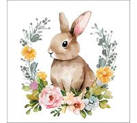 Ambiente Lot de 20 Serviettes en Papier Lapin de Pâques Mignon - Décoration de Table avec Motif également pour fête ou découpage - 33 x 33 cm