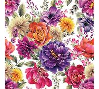 Ambiente Lot de 20 Serviettes en Papier pour décoration de Table Motif Fleurs d'automne Blanc 33 x 33 cm