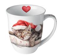 Mug en porcelaine fine chat endormi