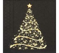 Ambiente Noël Serviette 33 Centimètre Paquet De 20 Brillant Arbre - Noir