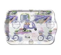 Ambiente Plateau en mélamine - 13 x 21 cm - Pour décorer et servir - Petit plateau de service pour café, thé, petit-déjeuner - Décoration de table - Printemps été - Plateau décoratif lavande Provence