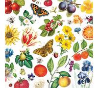 Ambiente Serviette Colourful Year Papier Motifs d'été 33x33 cm 20 pcs. blanc imprimé, idéal pour la décoration et les techniques créatives