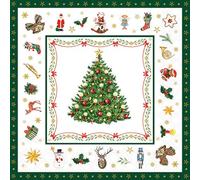 Ambiente Serviette de table 33 cm de long Noël à feuilles persistantes Blanc
