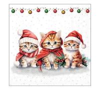 Ambiente Serviette de table Chatons de Noël, 33 x 33 cm, 20 pièces, idéal pour la décoration de table, les fêtes, les festivités
