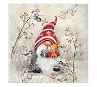 Ambiente Serviette de table lutins étreinte, 33x33 cm, 3 plis, 20 pièces, serviette de Noël, décoration de table, motif lutins, décoration de fête