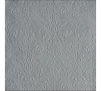 Ambiente Serviettes en Papier Dinner/Party env. 33x33cm Elegance Grey - Gris - Marriage - Baptême - Embossed/Embossé