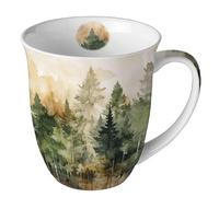 Ambiente Tasse à café avec anse - Tasse à thé - 0,4 l - En porcelaine fine - Motif arbres - Style aquarelle