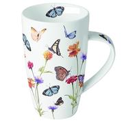 Ambiente Tasse à café géante - En porcelaine fine - Avec anse - 600 ml - Motif papillons - Fleurs - Jardin floral - Série Butterfly Garden