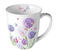Ambiente Tasse à thé et à café, 0,4 l, motif fleurs, papillons et prairie, couleurs pastel, en porcelaine fine, série Flower Beauty