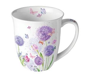Ambiente Tasse à thé et à café, 0,4 l, motif fleurs, papillons et prairie, couleurs pastel, en porcelaine fine, série Flower Beauty