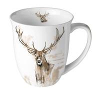 Ambiente Tasse à thé - Tasse à café - 0,4 l - Motif cerf - Antlers - Maison de campagne - Chasse - Porcelaine fine