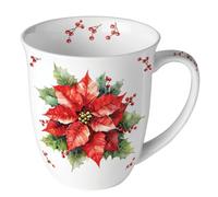 Ambiente Tasse de 10 cm en porcelaine avec motif étoile de Noël | Vaisselle en porcelaine 0,4 l - Tasse à café, à thé, à cacao - Vaisselle d'hiver - Tasse en porcelaine avec fleur