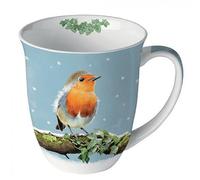 Ambiente Tasse d'hiver, rouge-gorge, hauteur : environ 10,5 cm, diamètre : environ 9,5 cm, volume : environ 0,4 l.