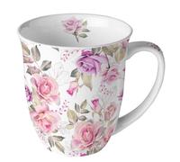 Ambiente Tasse en porcelaine - Collection de roses et fleurs - Pour thé/café - Article cadeau