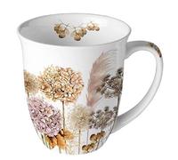 Ambiente Tasse en porcelaine d'environ 400 ml Tasse en porcelaine d'os Tasse pour thé ou café Automne Hiver Noël Noël Fleurs séchées de Noël