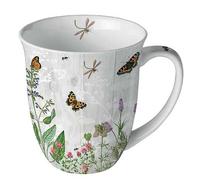 Ambiente Tasse en porcelaine d'environ 400 ml Tasse en porcelaine pour thé ou café Printemps été Herb Garden