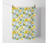 Ambiente Torchon de cuisine en coton 50 x 70 cm avec motif citron - Résistant et facile d'entretien - Lavage de cuisine printemps été - Torchon de cuisine - Torchon de cuisine méditerranéen jaune et