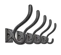 Ambipolar Lot de 5 crochets muraux noirs antiques - Style rustique vintage et moderne - Crochets décoratifs en fonte - Crochets robustes pour vestiaire, chambre à coucher, couloir