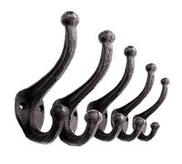 Ambipolar Lot de 5 crochets muraux rustiques robustes en fonte d'inspiration vintage pour vestiaire, porte-manteau, porte-monnaie, chapeau