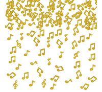 Ambishi Lot de 120 confettis en forme de note de musique - Doré à paillettes - Pour fête musicale - Pour anniversaire, fiançailles, fête prénatale, mariage, karaoké, décoration de table