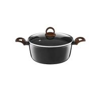 AMBITION Casserole en aluminium avec couvercle 24 cm Darkwood 4,3 l Faitout à induction tous types de feux aspect pierre et bois antiadhésif