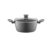 AMBITION Faitout 24 cm avec couvercle Verso en aluminium forgé 4,1 l pour tous types de cuisinières, poignées Soft Touch