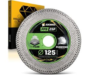 Amboss Disque à tronçonner diamant Ø 125 mm x 22,2 FFS 25P - Séparation de grès cérame/carreaux céramiques/carreaux de pierre naturelle/carreaux de marbre/carreaux de granit
