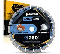 Amboss Disque à tronçonner diamanté, diamètre 230 mm x 22,23 UBS 12S, pour séparer du béton/de la pierre/des matériaux de construction légèrement armé, disque diamanté pour meuleuse d'angle