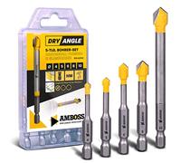 Amboss DryAngle Set Ø 4/5/6/8/10 mm - Foret pour carrelage, verre, céramique - Tige hexagonale pour perceuses - Perçage du verre/carrelage mural/tuile de toit/céramique