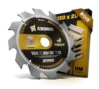AMBOSS lame scie circulaire 150x20mm (bois) - lame de scie 150 avec 12 dents - lame scie circulaire Ø 150mm - compatible BOSCH: GB 1923. GKS 12 V. GKS 46.PKS 46. PKS 48. PKS 416. S1. S 33